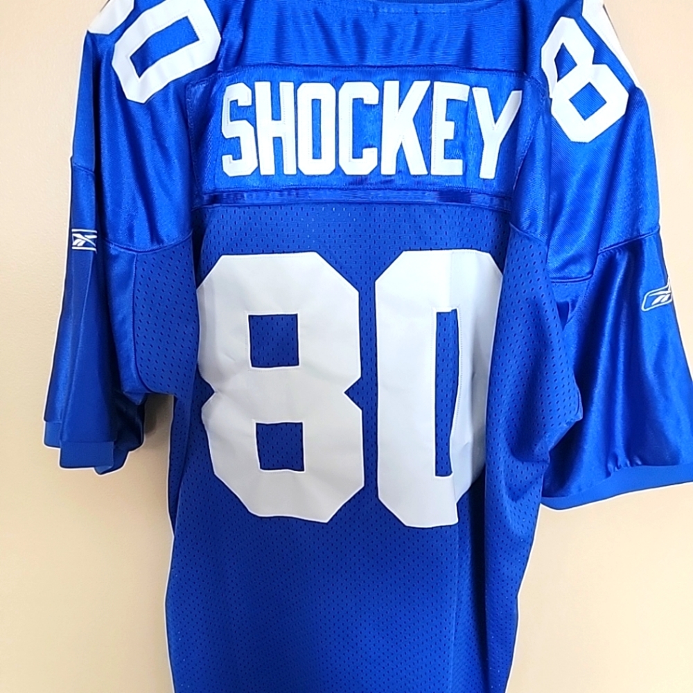 #80 Jeremy Shockey NY Giants Reebok NFL Equipment Mens Authentic Jersey. Size 60